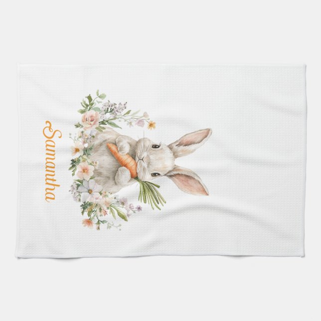 Linge De Cuisine Tapis de cuisine personnalisé du lapin de Pâques  (Horizontal)