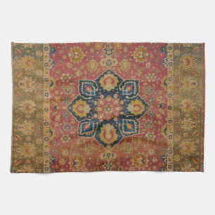 Linge De Cuisine Tapis persan asiatique Kashan en or rouge
