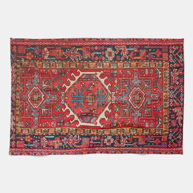 Linge De Cuisine Tapis Rouge Antique Turc Oriental (Horizontal)