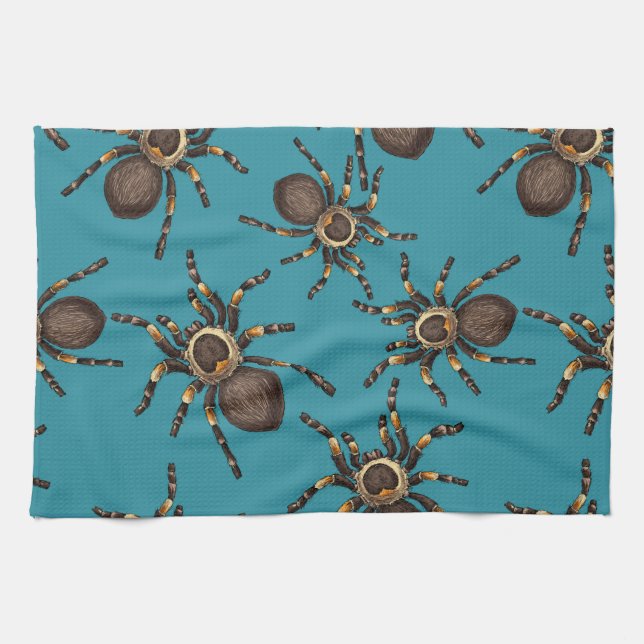 Linge De Cuisine Tarantula sur bleu (Horizontal)