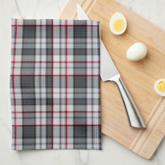 Linge De Cuisine Tartan à carreaux texturé gris (Quart Plié)