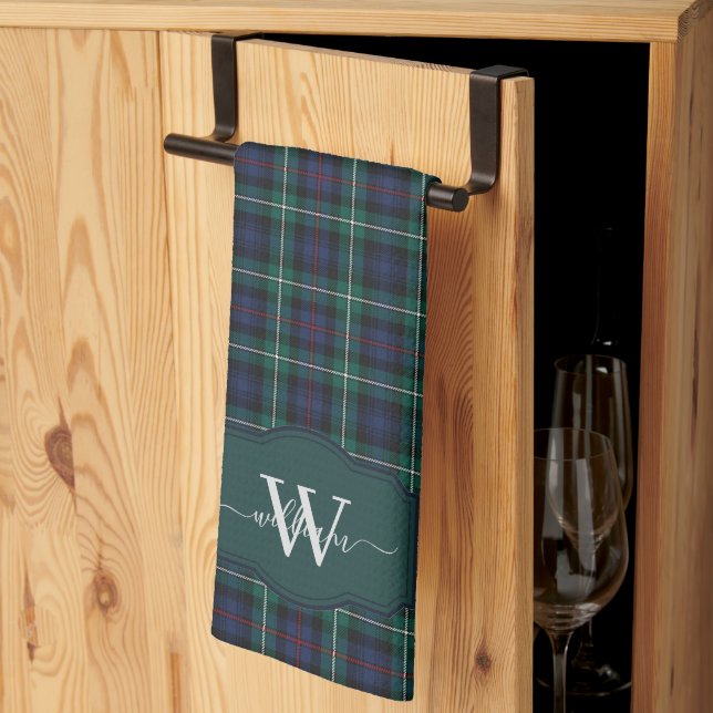 Linge De Cuisine Tartan MacKenzie plaid écossais monogrammé (Pliage en tiers)
