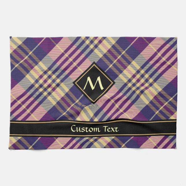 Linge De Cuisine Tartan mauve, or et bleu (Horizontal)