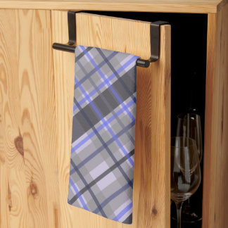 Linge De Cuisine Tartan Moderne Bleu Chameau Noir Motif