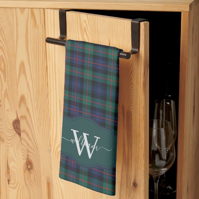 Linge De Cuisine Tartan Monogrammé du Clan Écossais Murray d'Atholl (Pliage en tiers)