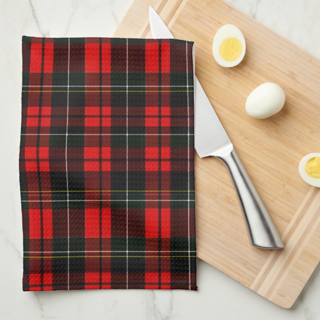 Linge De Cuisine Tartan Plaid Écossais Rouge Moderne Wallace (Quart Plié)