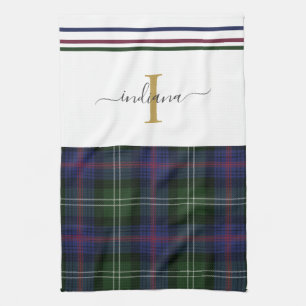 Linge De Cuisine Tartan Plaid Nom du monogramme rustique Clan Suthe