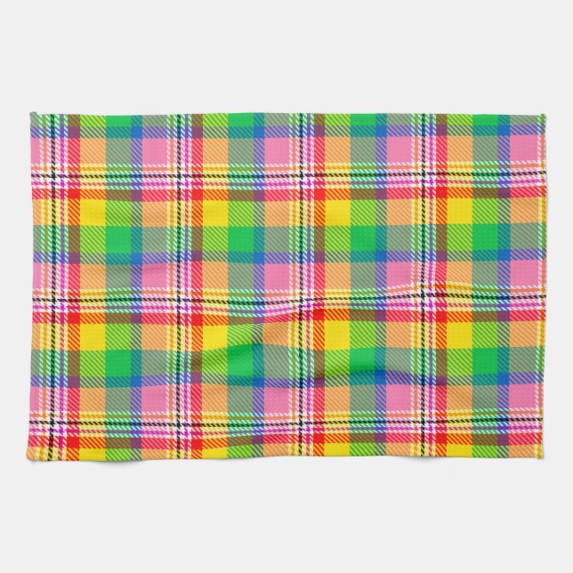 Linge De Cuisine Tartan vert rose (Horizontal)