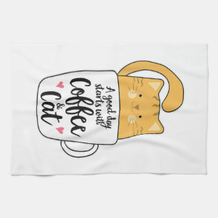 Linge De Cuisine Tasse de café drôle de chat orange amateur de chat