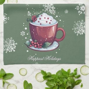 Linge De Cuisine Tasse de chocolat chaud de Noël Vert