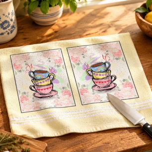 Linge De Cuisine Tasses à café colorées - Empilées Jaune