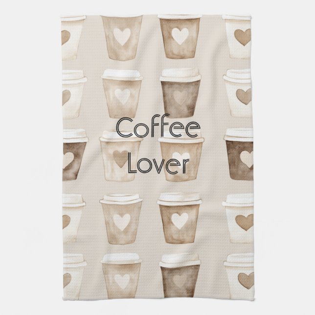 Linge De Cuisine Tasses cœur café crème (Vertical)
