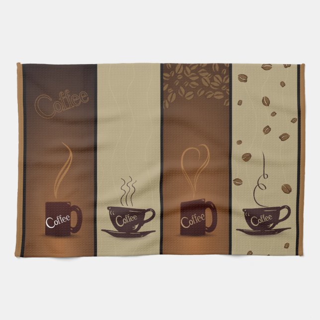 Linge De Cuisine Tasses et haricots de café (Horizontal)
