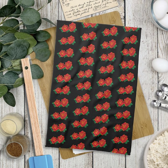 Linge De Cuisine Tatouage aux roses rouges (Créateur téléchargé)