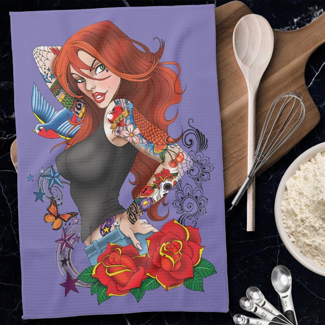 Linge De Cuisine Tatouages de femme rousse (Créateur téléchargé)