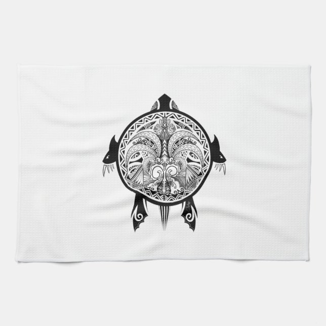 Linge De Cuisine Tattoo Tribal Turtle (Horizontal)