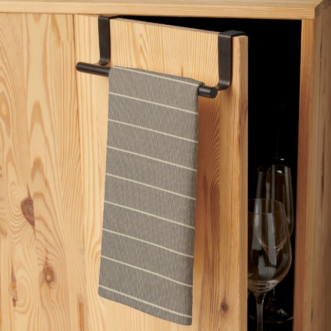 Linge De Cuisine Taupe classique avec bande (Pliage en tiers)