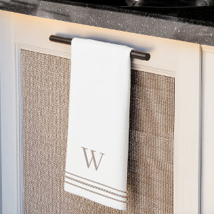 Linge De Cuisine Taupe Monogramme de bande de corde