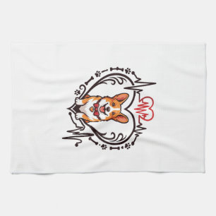 Linge De Cuisine Tchiens Corgi Coeur Battement de coeur Ekg Nœud pa