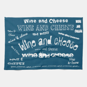 Linge De Cuisine Tea Towel Wine and Cheese (Bleu)