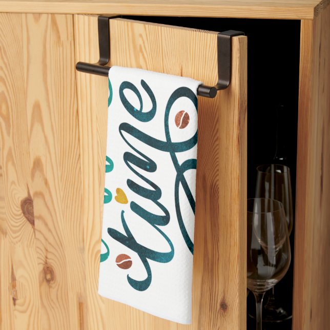 Linge De Cuisine Tea Towel with Coffee Time message (Pliage en tiers)