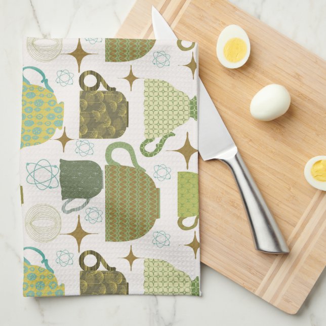 Linge De Cuisine Teacup moderne couleur du milieu du siècle (Quart Plié)