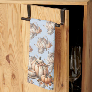Linge De Cuisine Teapot citrouille avec fleurs d'automne