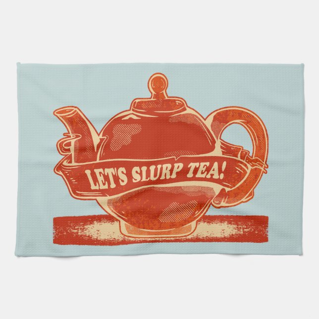 Linge De Cuisine Teapot Drôle Thé à Boire (Horizontal)