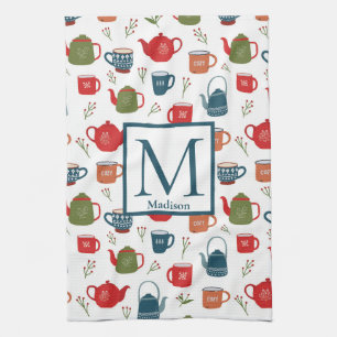 Linge De Cuisine Teapots Mugs Berries Motif Monogramme Noël