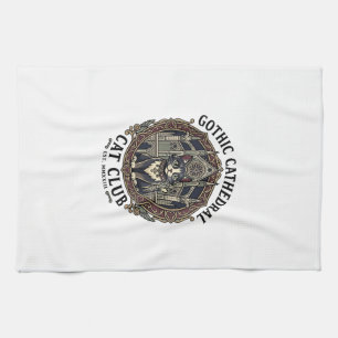 Linge De Cuisine Tee shirt graphique de chat de cathédrale gothique