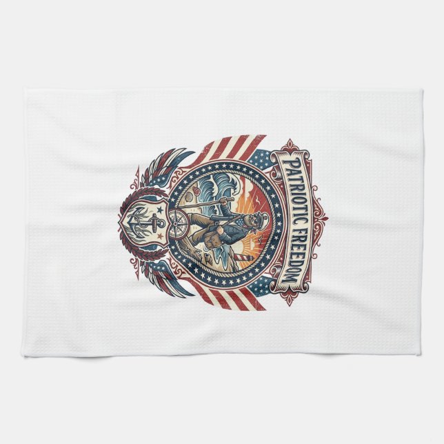Linge De Cuisine Tee-shirt graphique vectoriel Patriotic Beachcombe (Horizontal)