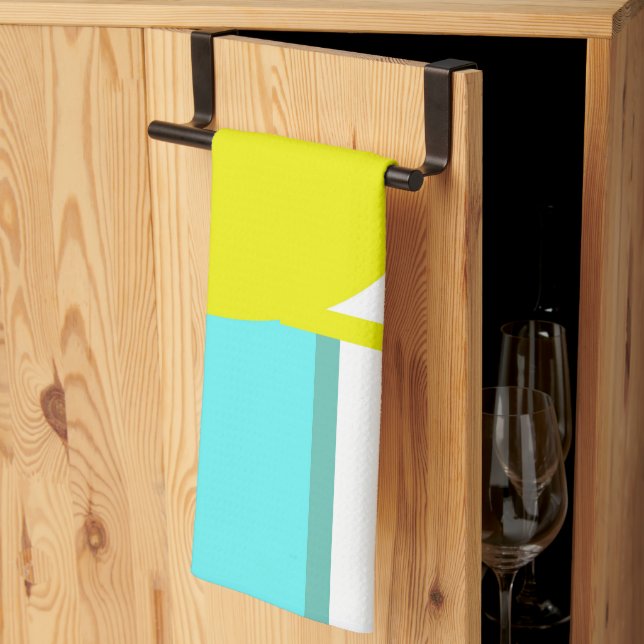Linge De Cuisine Téméraire Abstrait Cercle Turquoise Vert Jaune (Pliage en tiers)