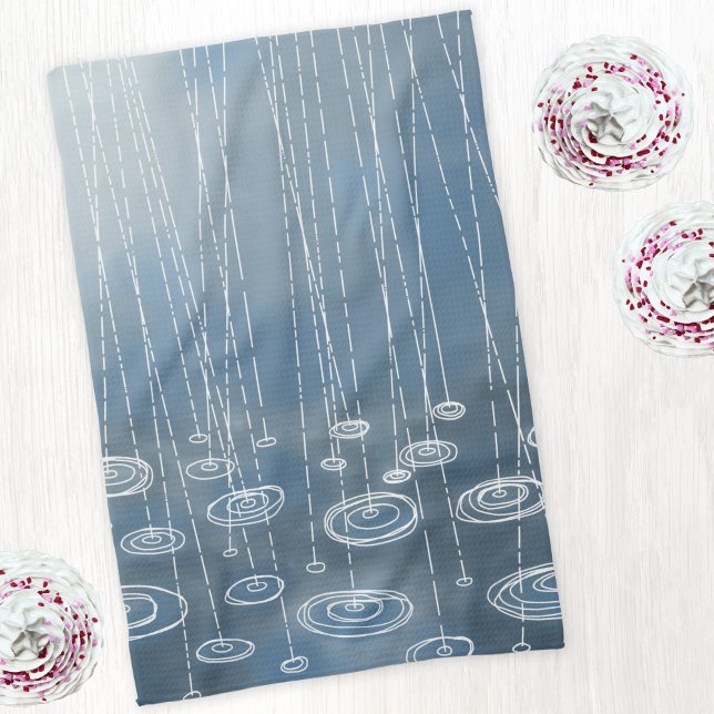 Linge De Cuisine Tempête de pluie (Rain storm blue kitchen towel)
