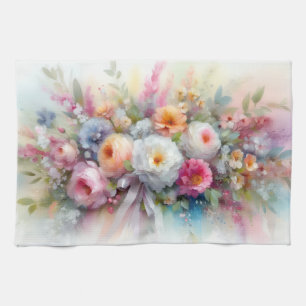 Linge De Cuisine Tendance Élégant Coloré Aquarelle Fleur