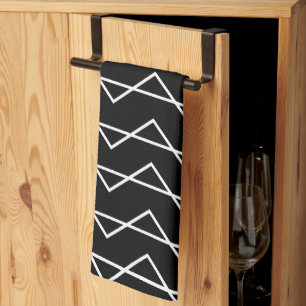 Linge De Cuisine Tendance Moderne Chevron Rayé Noir et Blanc