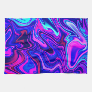 Linge De Cuisine Tendance néon bleu rose turquoise Abstrait