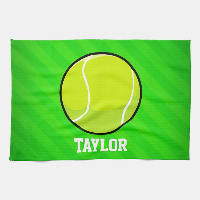 Linge De Cuisine Tennis ; Neon Green Stripes (Horizontal)