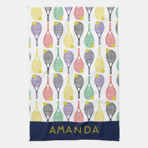 Linge De Cuisine Tennis Nom ou monogramme personnalisé multicolore