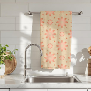 Linge De Cuisine Terracotta orange et sable beige délicat marguerit