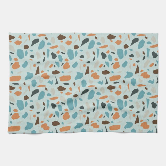 Linge De Cuisine Terrazzo bleu Motif (Horizontal)
