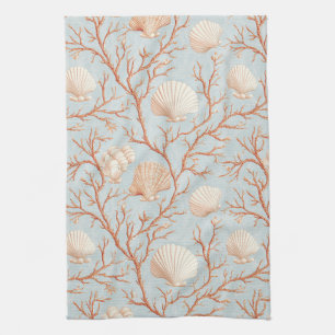 Linge De Cuisine Terre cuite Océan Mer Coquillage Poudre Bleu Océan
