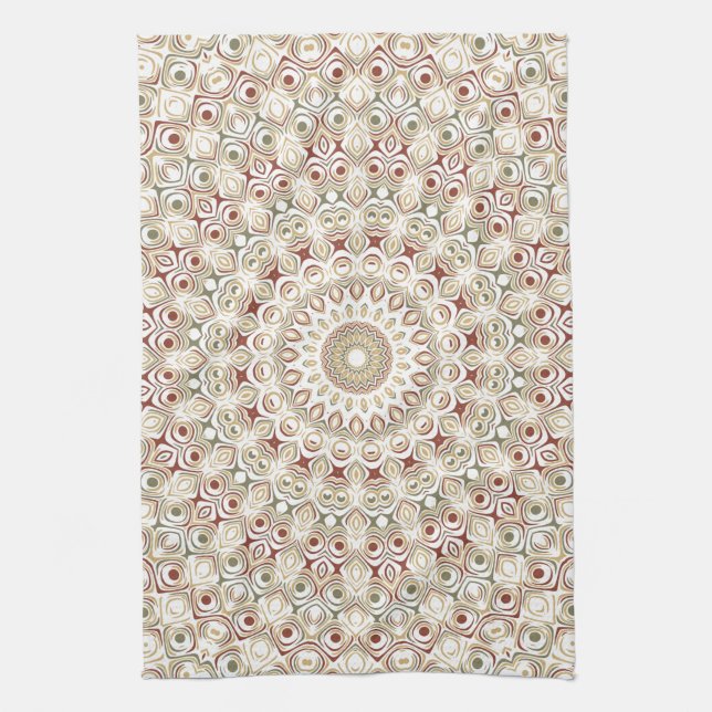Linge De Cuisine Terre de Sienne et Mandala à motif Rouille (Vertical)