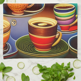 Linge De Cuisine Terre lunaire des tasses de café