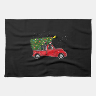 Linge De Cuisine Terre-Neuve sur camion rouge cadeau xmas