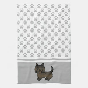 Linge De Cuisine Térrier Cairn Bringé Foncé Chien Mignon & Pattes G