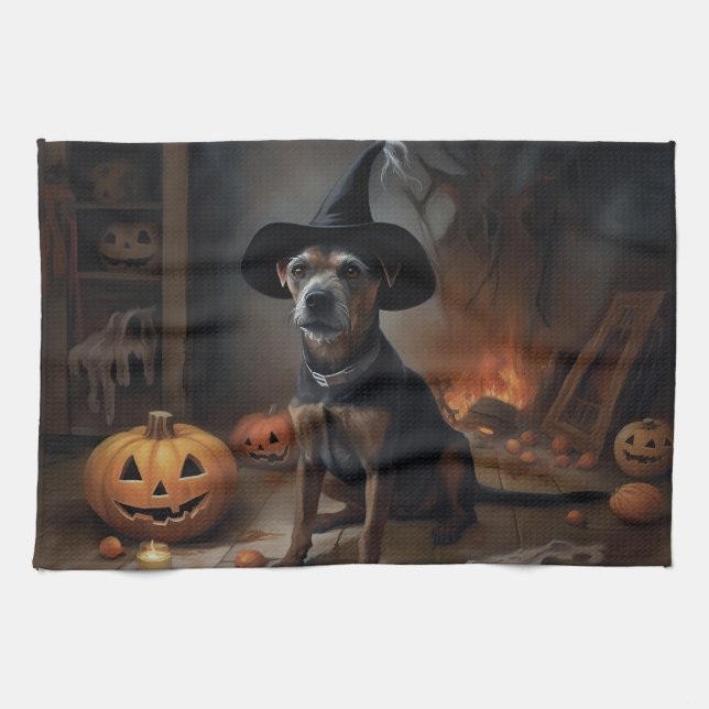 Linge De Cuisine Terrier de la baie de Chesapeake Citrouilles Hallo (Horizontal)