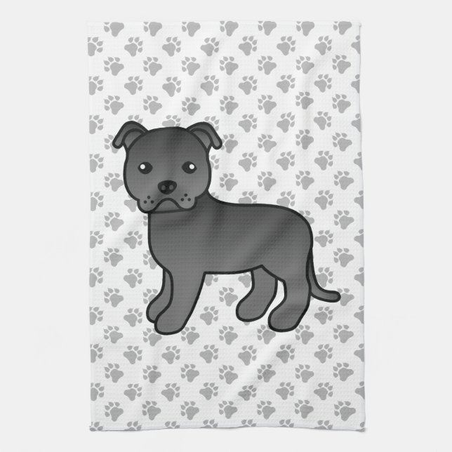 Linge De Cuisine Terrier de Staffordshire Bull anglais noir (Vertical)