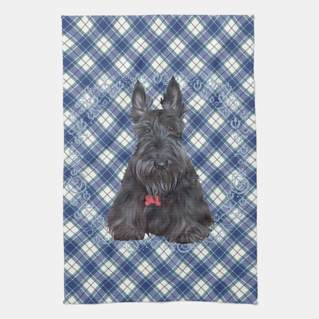 Linge De Cuisine Térrier écossais sur Tartan (Vertical)