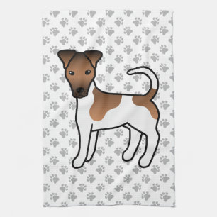 Linge De Cuisine Térrier Fox Lisse Blanc Et Brun Chien De Dessin An