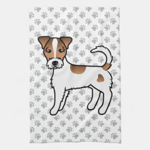 Linge De Cuisine Terrier Parson Russell à poil dur blanc et fauve